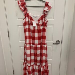 English Factory Red Gingham Maxi Dress
